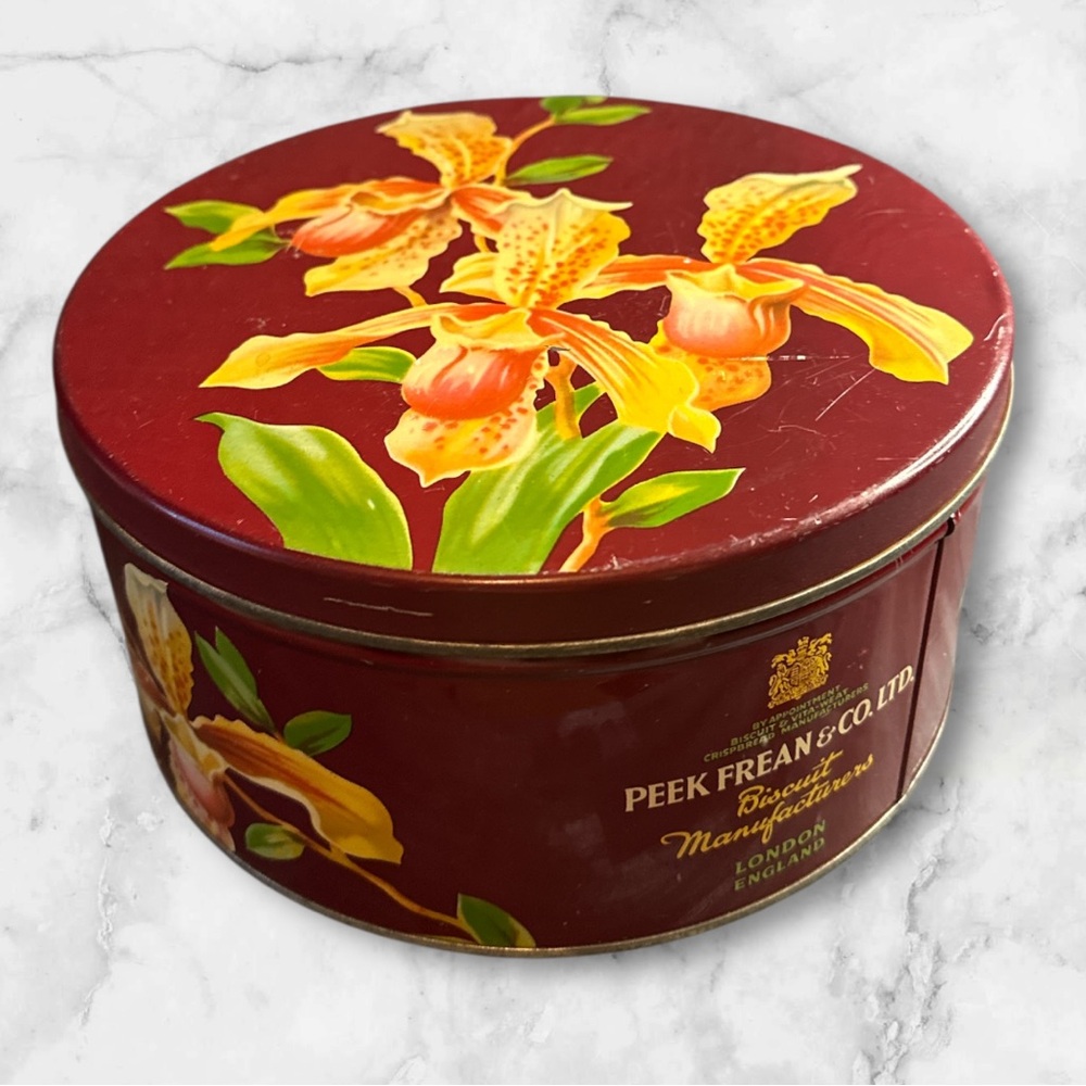 Vintage Peek Frean & co LTD orchid biscuit manufacturers tin London
